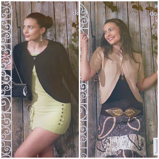 DIGITAL Knitting Pattern Ladies Easy Knit Long or Short Sleeve Bolero Cardigans Bamboo DK King Cole 3069
