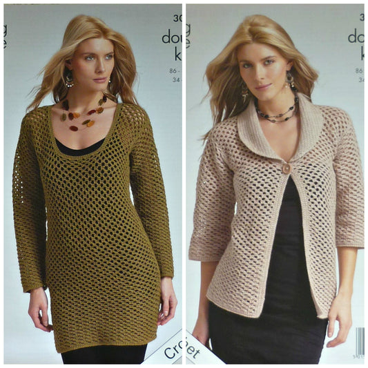 DIGITAL Crochet Pattern Ladies Dress and Jacket DK King Cole 3093