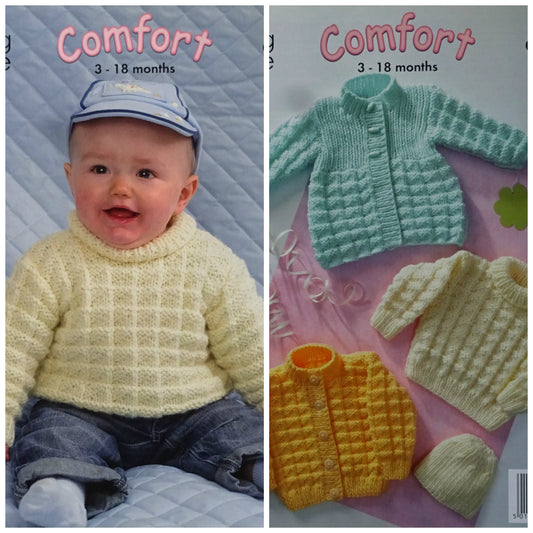 DIGITAL Knitting Pattern Babies Jumper, Cardigan, Coat and Hat Aran King Cole 3135