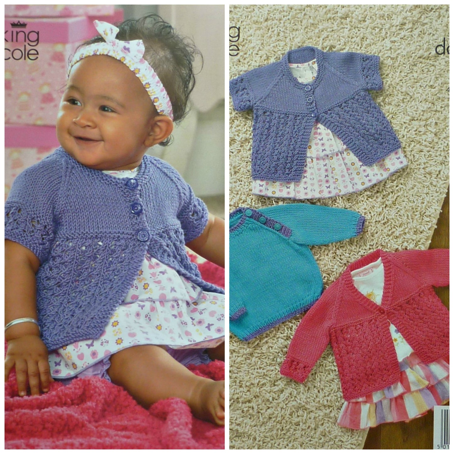 DIGITAL Knitting Pattern Baby Short or Long Sleeve Cardigans and Jumper DK King Cole 3290