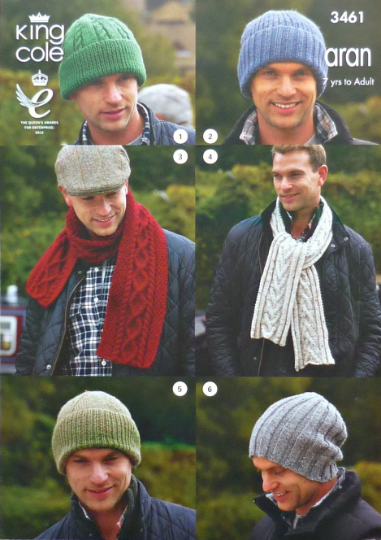 DIGITAL Knitting Pattern Childrens/Ladies/Mens Hats and Scarves Aran King Cole 3461