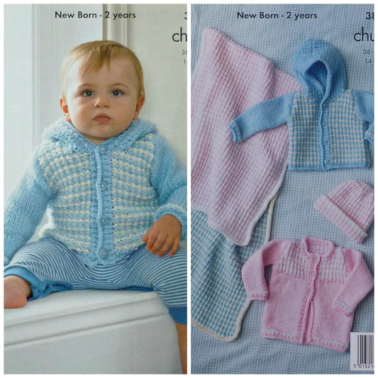 DIGITAL Knitting Pattern Baby Check Pattern Outdoor Outfits Chunky King Cole 3857