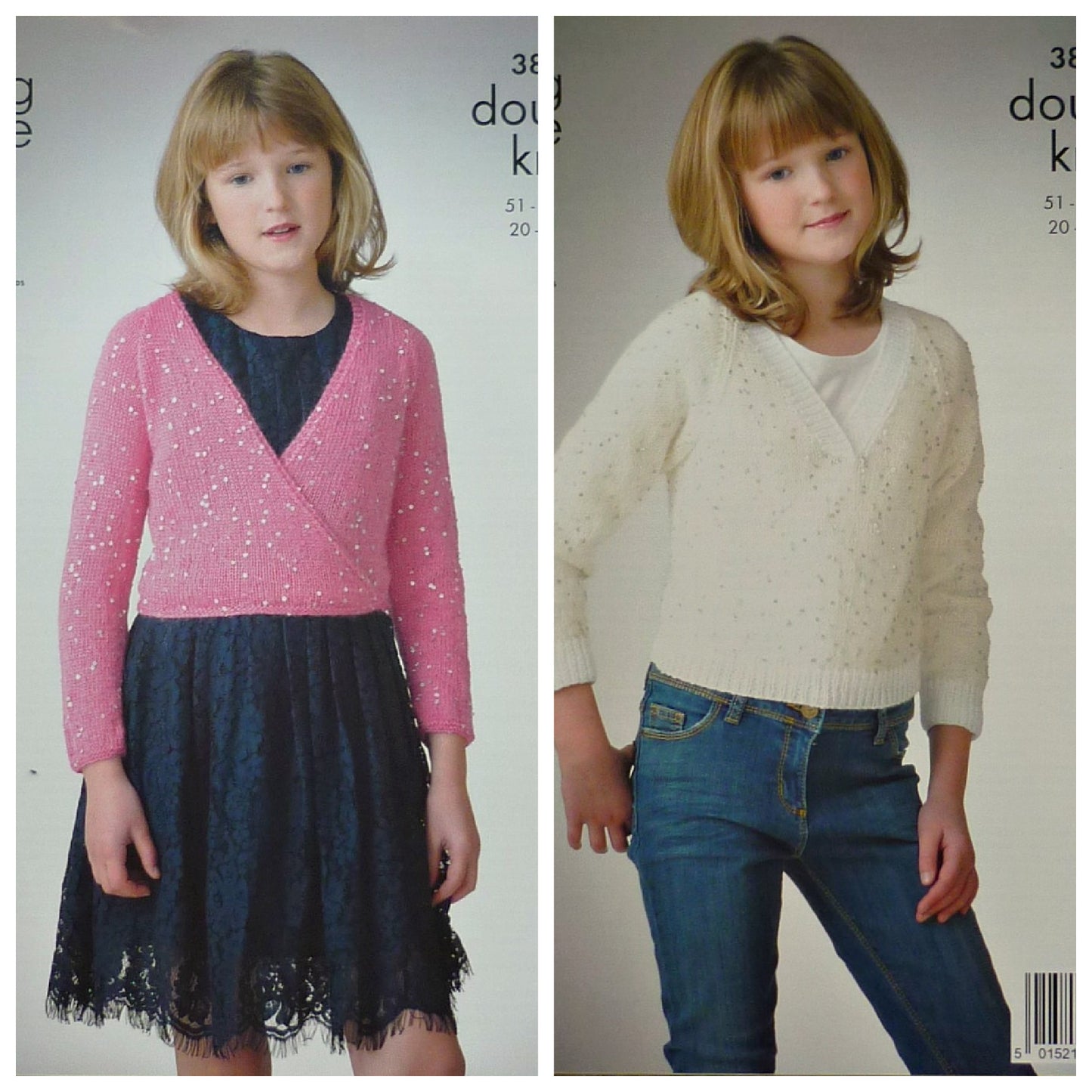 DIGITAL Knitting Pattern Girls Wrap-Over Cardigan and Jumper Galaxy DK King Cole 3874