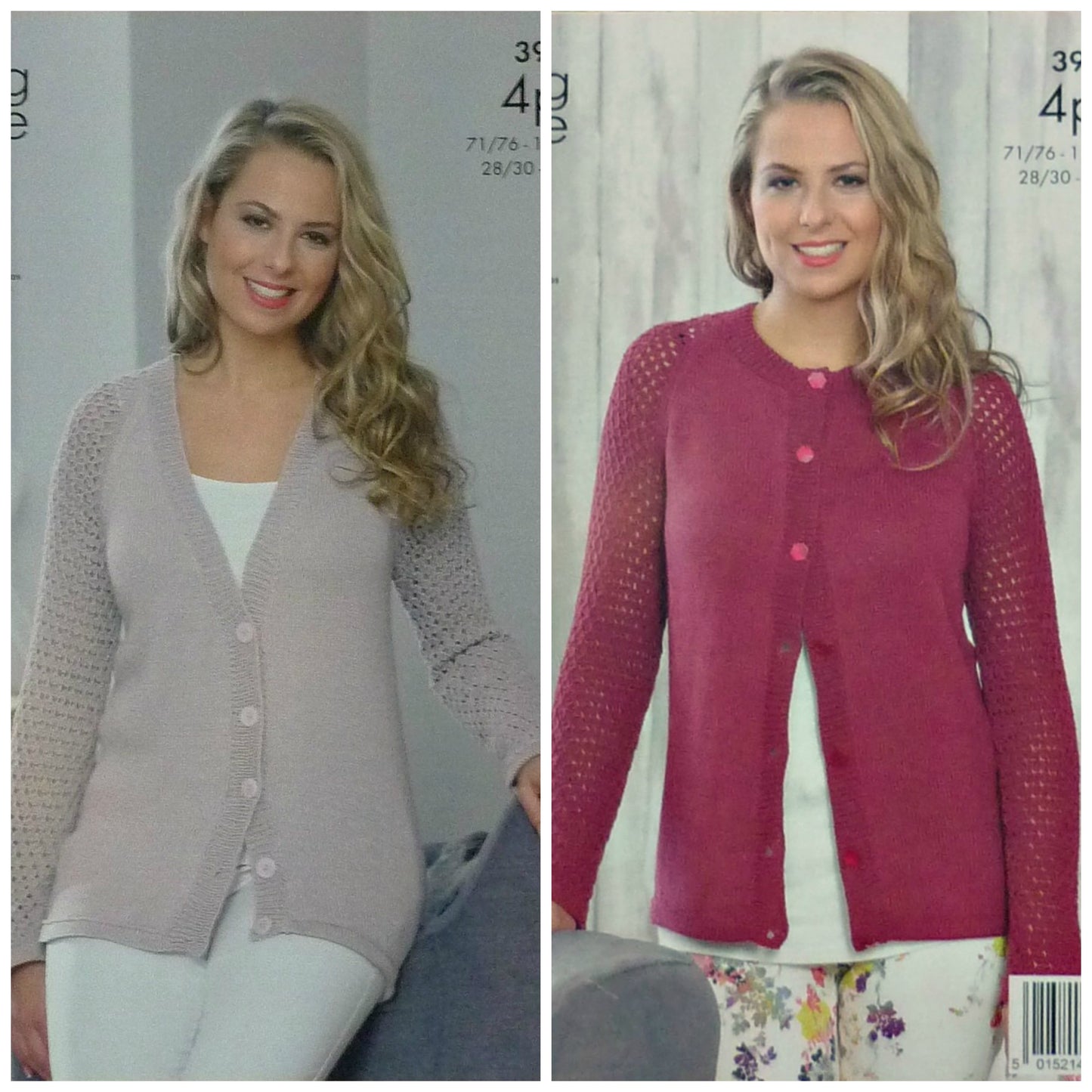 DIGITAL Knitting Pattern Ladies Lace Sleeve Cardigans Bamboo 4ply King Cole 3926