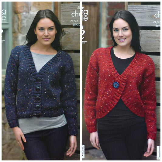 DIGITAL Knitting Pattern Ladies Easy Knit Cardigan and Bolero Chunky King Cole 4033