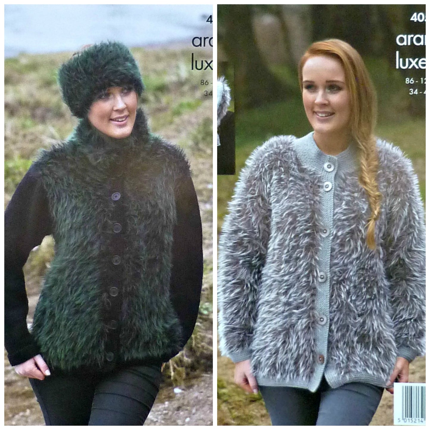 DIGITAL Knitting Pattern Ladies Fur Jackets, Mittens & Headband Aran King Cole 4059