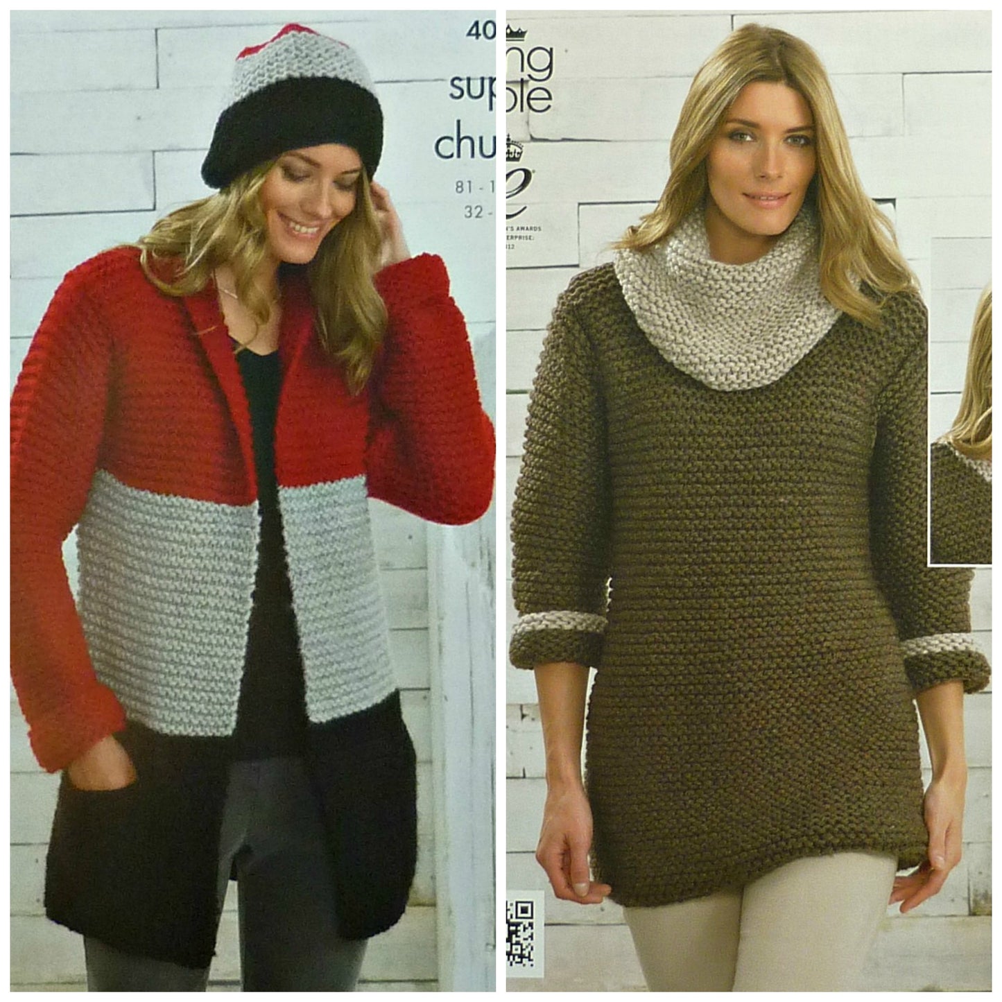 DIGITAL Knitting Pattern Ladies Easy Knit Coat, Hat, Dress and Cowl Collar Super Chunky King Cole 4066