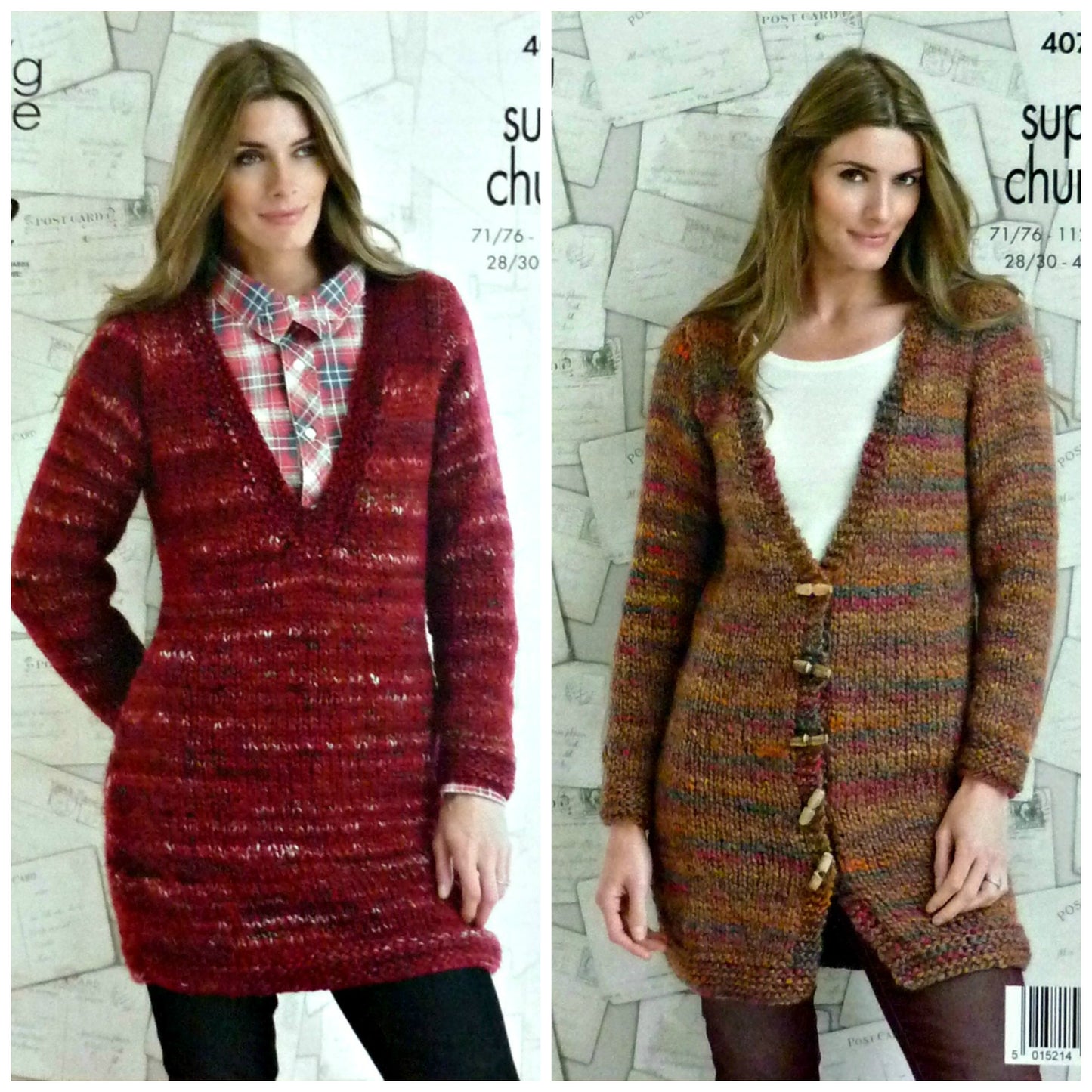 DIGITAL Knitting Pattern Ladies Easy Knit Long Tunic/Jumper & Cardigan Super Chunky King Cole 4070