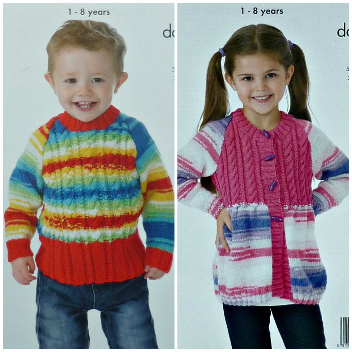 DIGITAL Knitting Pattern Childrens Cable Yoke Coat and Jumper DK King Cole 4094