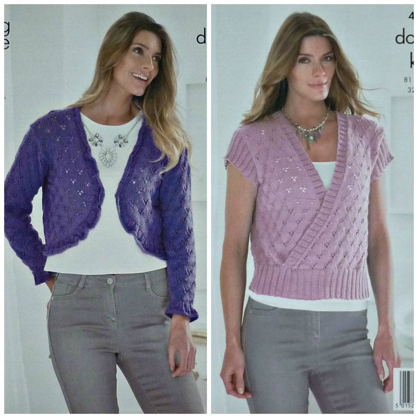 DIGITAL Knitting Pattern Ladies Bolero Cardigan & Wrap Over Jumper Bamboo DK King Cole 4163
