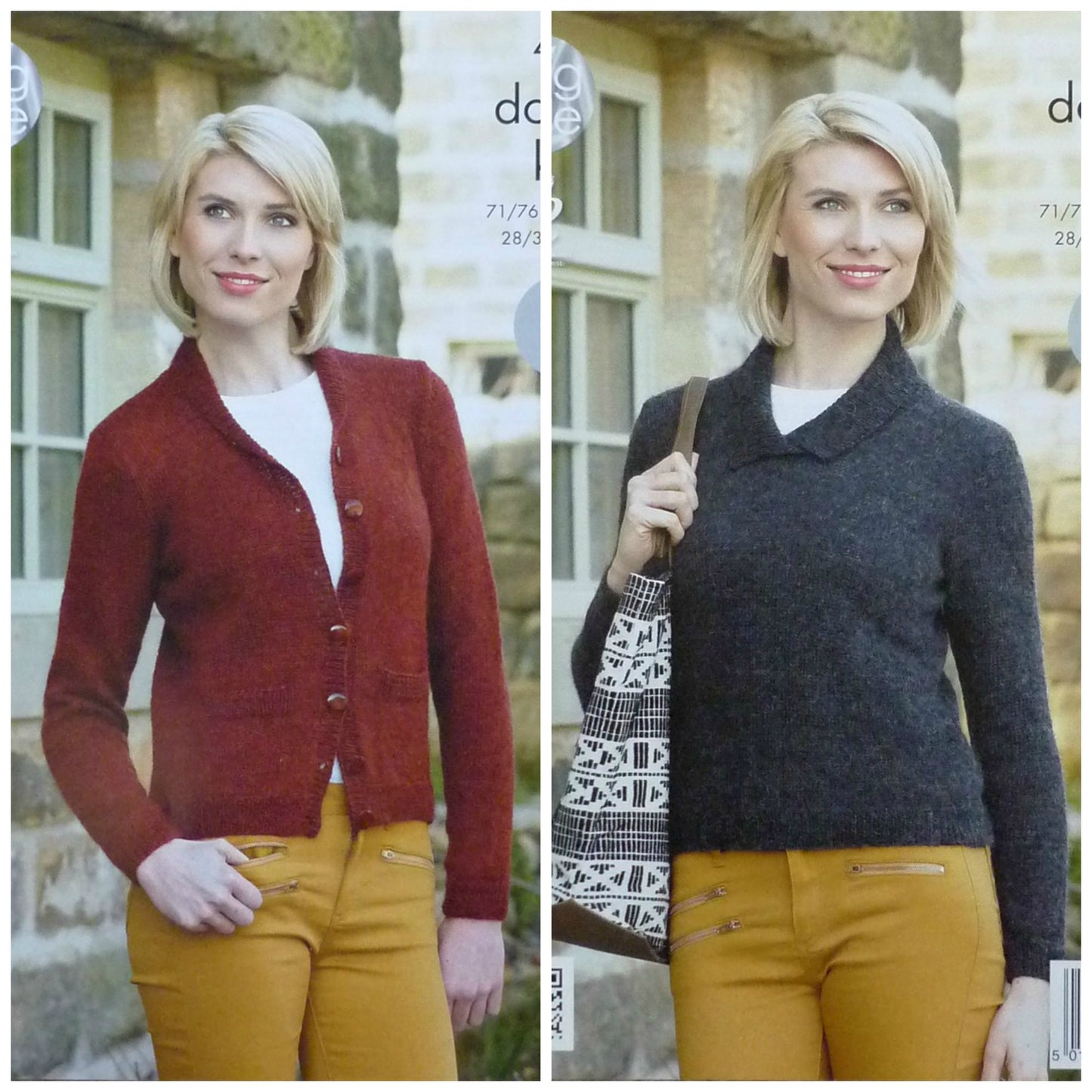 DIGITAL Knitting Pattern Ladies Easy Knit Cardigan and Jumper with Collar DK King Cole 4262