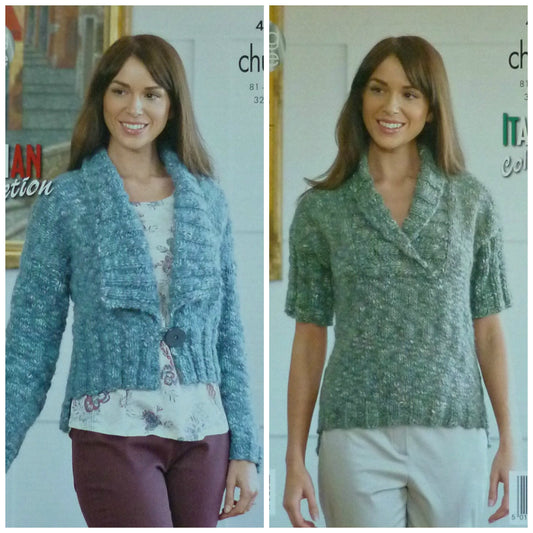 DIGITAL Knitting Pattern Ladies Stepped Hem Jumper and Cardigan Chunky King Cole 4299