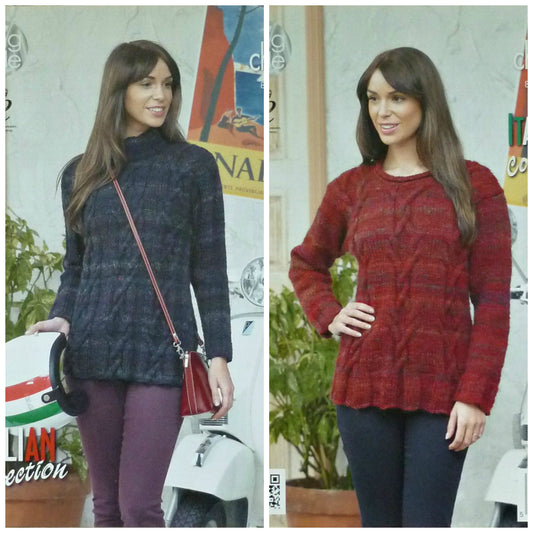 DIGITAL Knitting Pattern Ladies High Neck or Round Neck Deep Rib Cable Jumper Chunky King Cole 4307