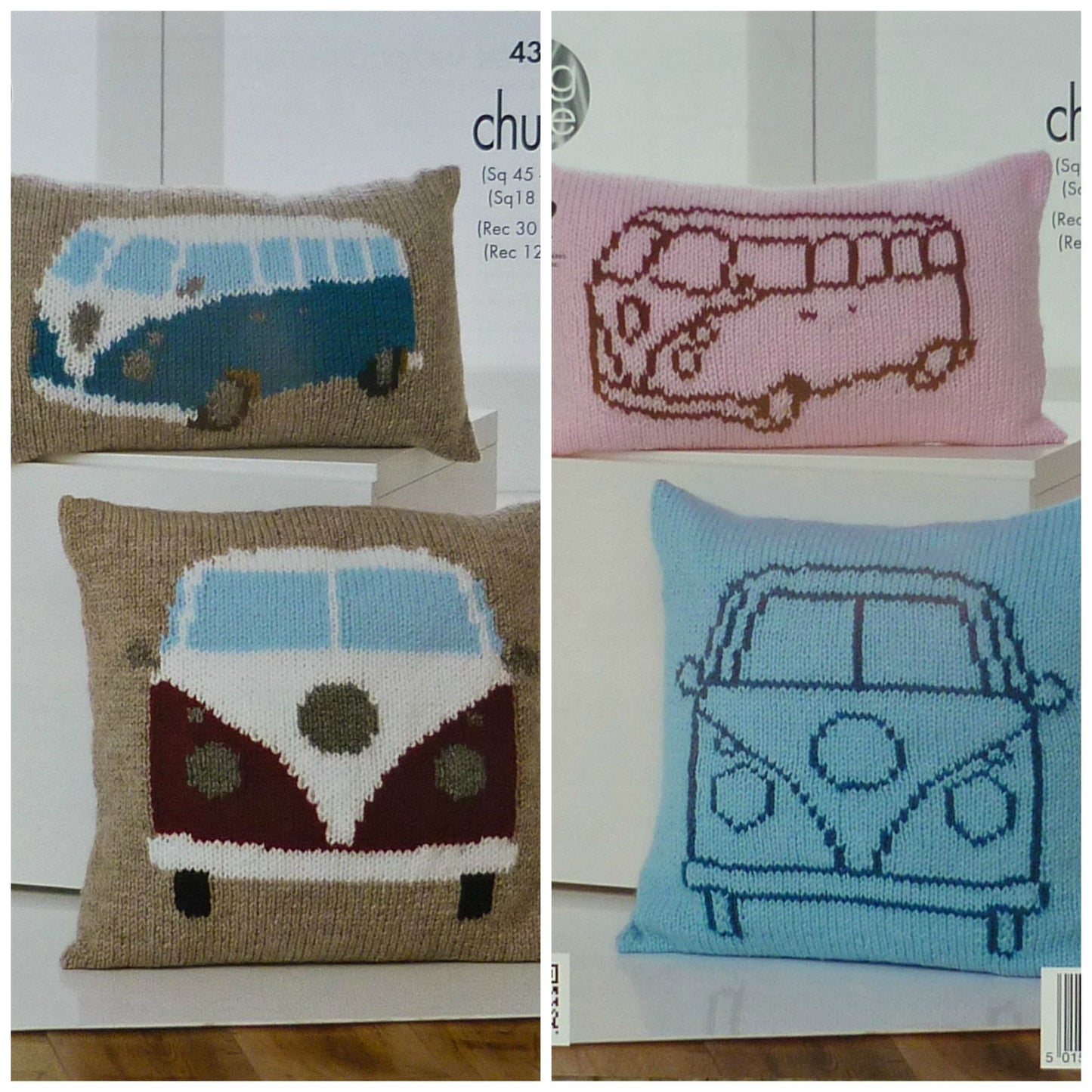 DIGITAL Knitting Pattern Campervan Cushions Chunky King Cole 4324