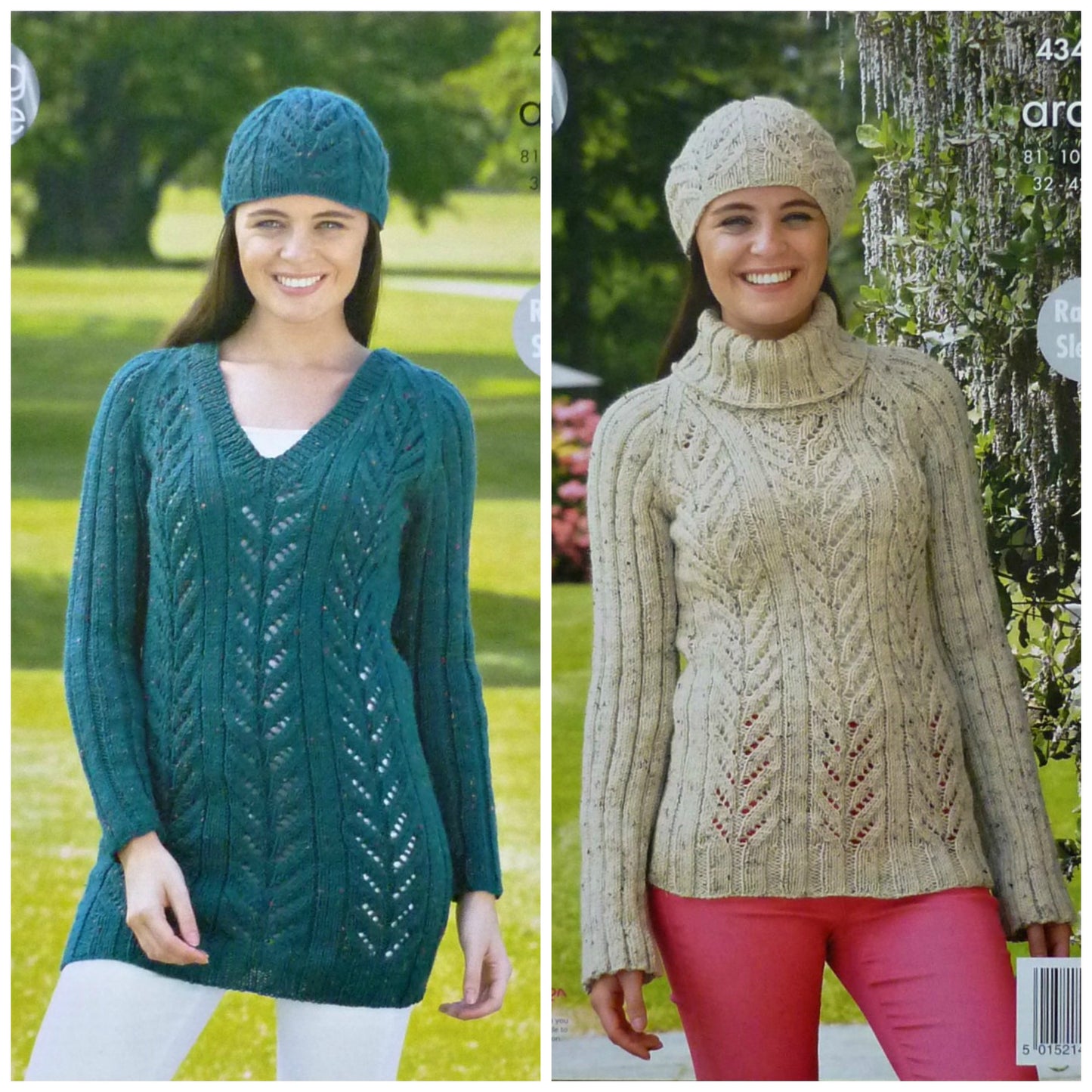 DIGITAL Knitting Pattern Ladies Tunic/Long Jumper, Rib Jumper, 2 Hats Aran 4349 King Cole