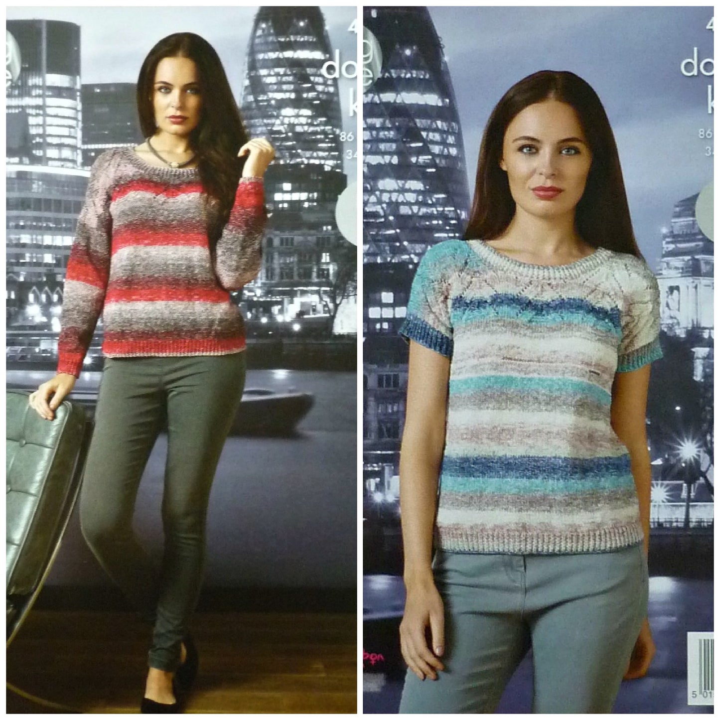 DIGITAL Knitting Pattern Ladies Easy Knit Long or Short Sleeve Jumper DK King Cole 4378