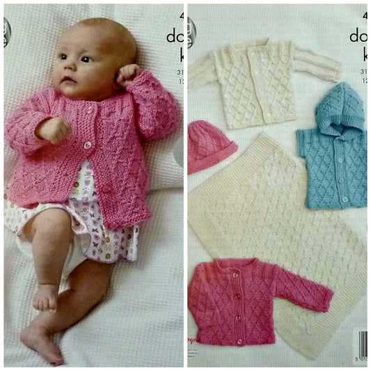 DIGITAL Knitting Pattern Baby Blanket, Jackets, Hoodie & Hat Cottonsoft DK King Cole 4430