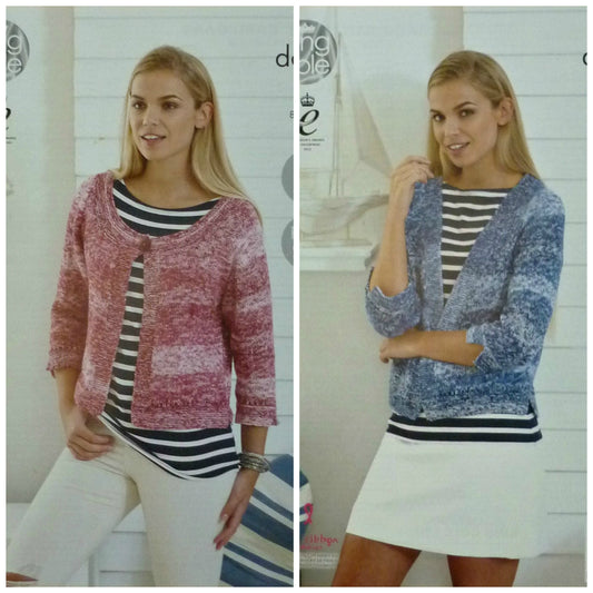 DIGITAL Knitting Pattern Ladies Easy Knit Scoop Neck or Deep V-Neck Cardigans DK King Cole 4460