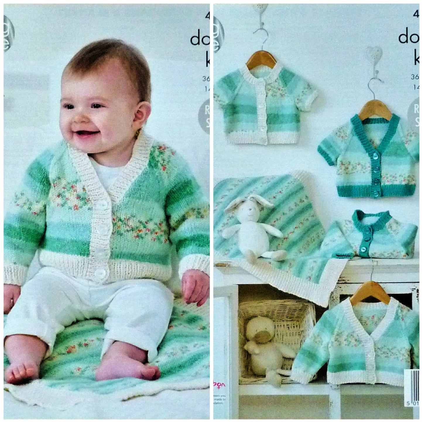 DIGITAL Knitting Pattern Baby V-Neck & Round Neck Cardigans & Blanket DK King Cole 4489