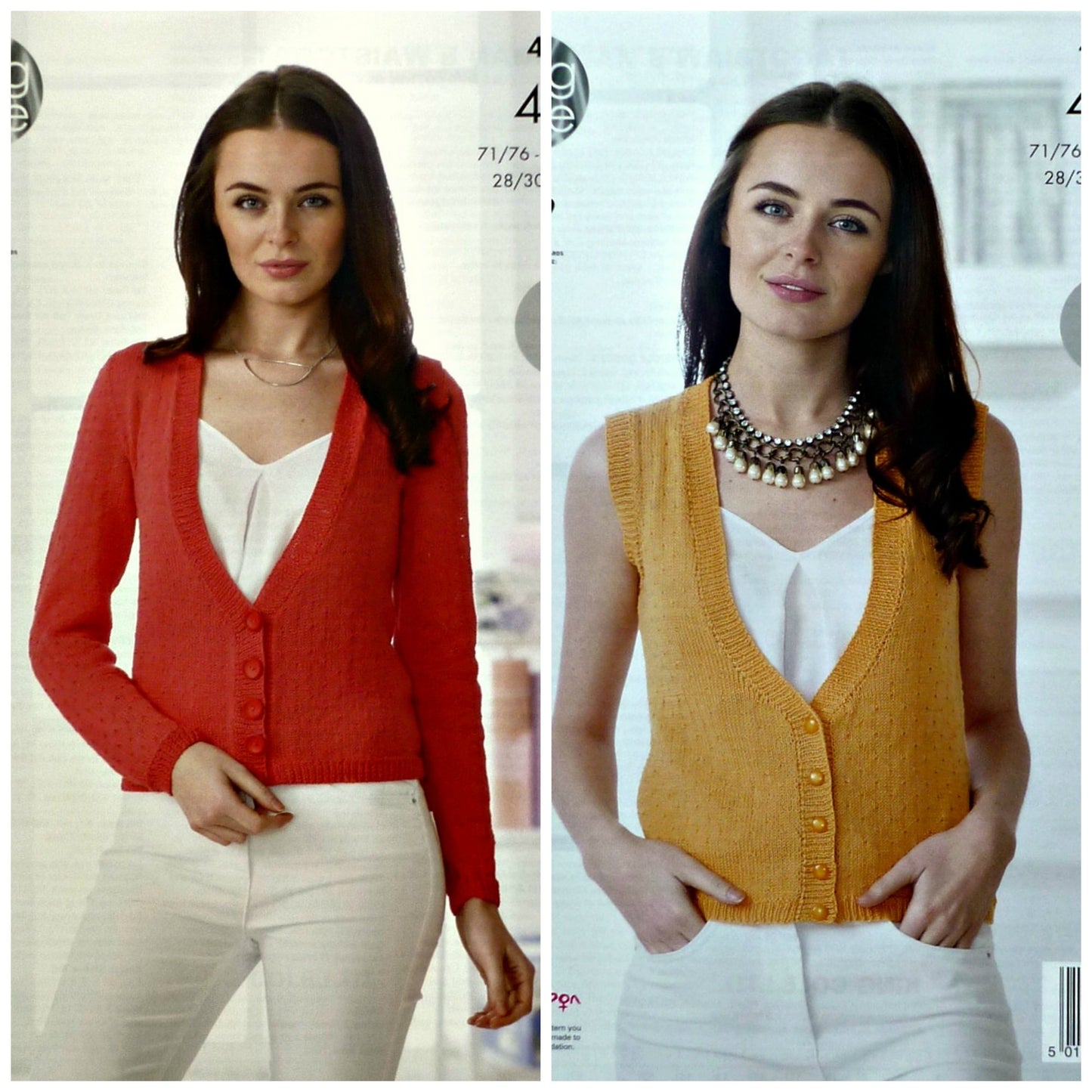 DIGITAL Knitting Pattern Ladies Easy Knit Deep V-Neck Cardigan & Waistcoat Cotton 4ply 4499 King Cole