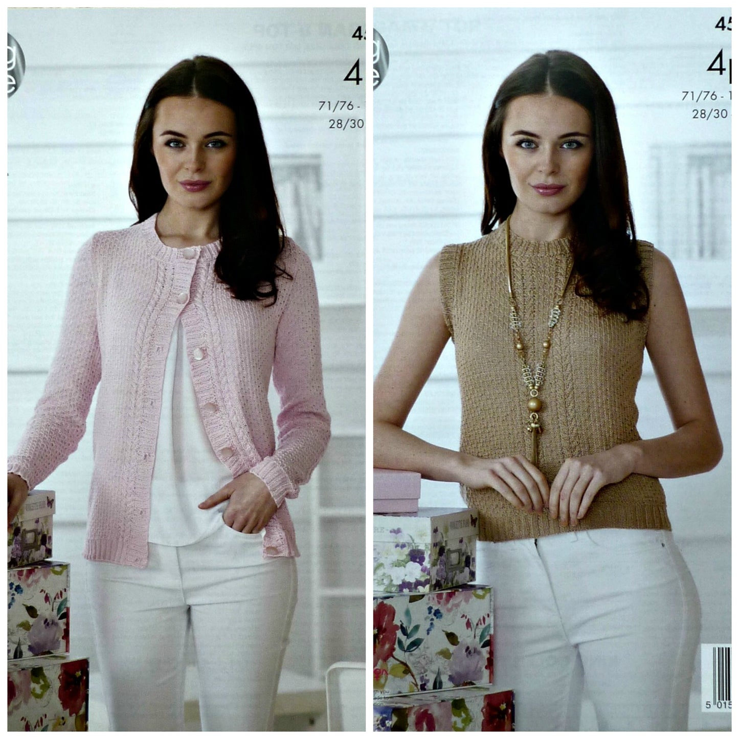 DIGITAL Knitting Pattern Ladies Cable Panel Cardigan & Top Cotton 4ply 4503 King Cole