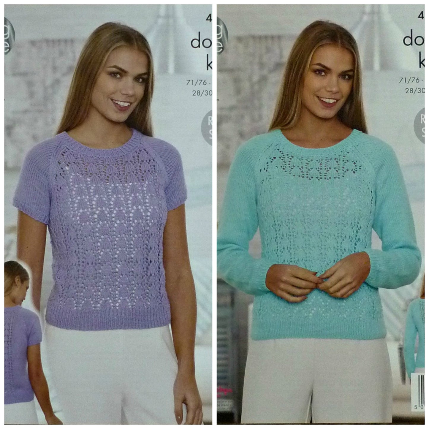 DIGITAL Knitting Pattern Ladies Long/Short Lacy Jumper Cottonsoft DK King Cole 4518