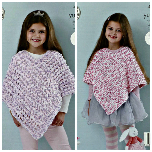 DIGITAL Knitting Pattern Childrens Easy Knit or Lacy Poncho Yummy Chunky King Cole 4537