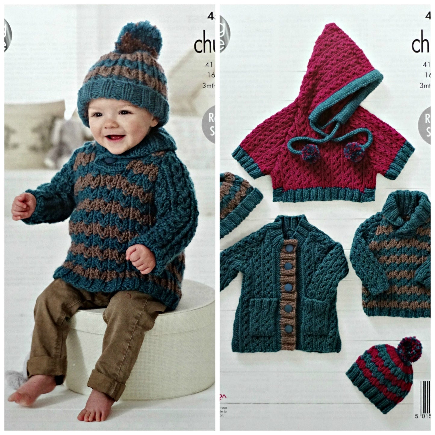 DIGITAL Knitting Pattern Baby Cable Jumper, Poncho, Coat & Hat Comfort Chunky 4557
