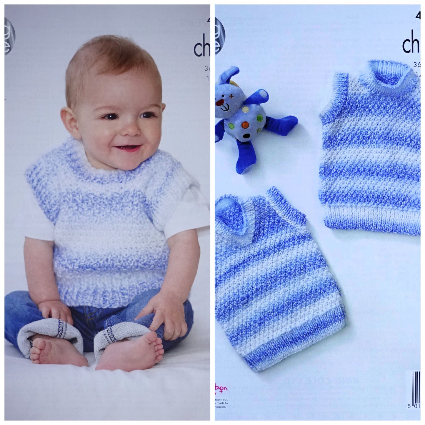 DIGITAL Knitting Pattern Baby Easy Knit Round Neck or V-Neck Tank Tops Chunky King Cole 4583