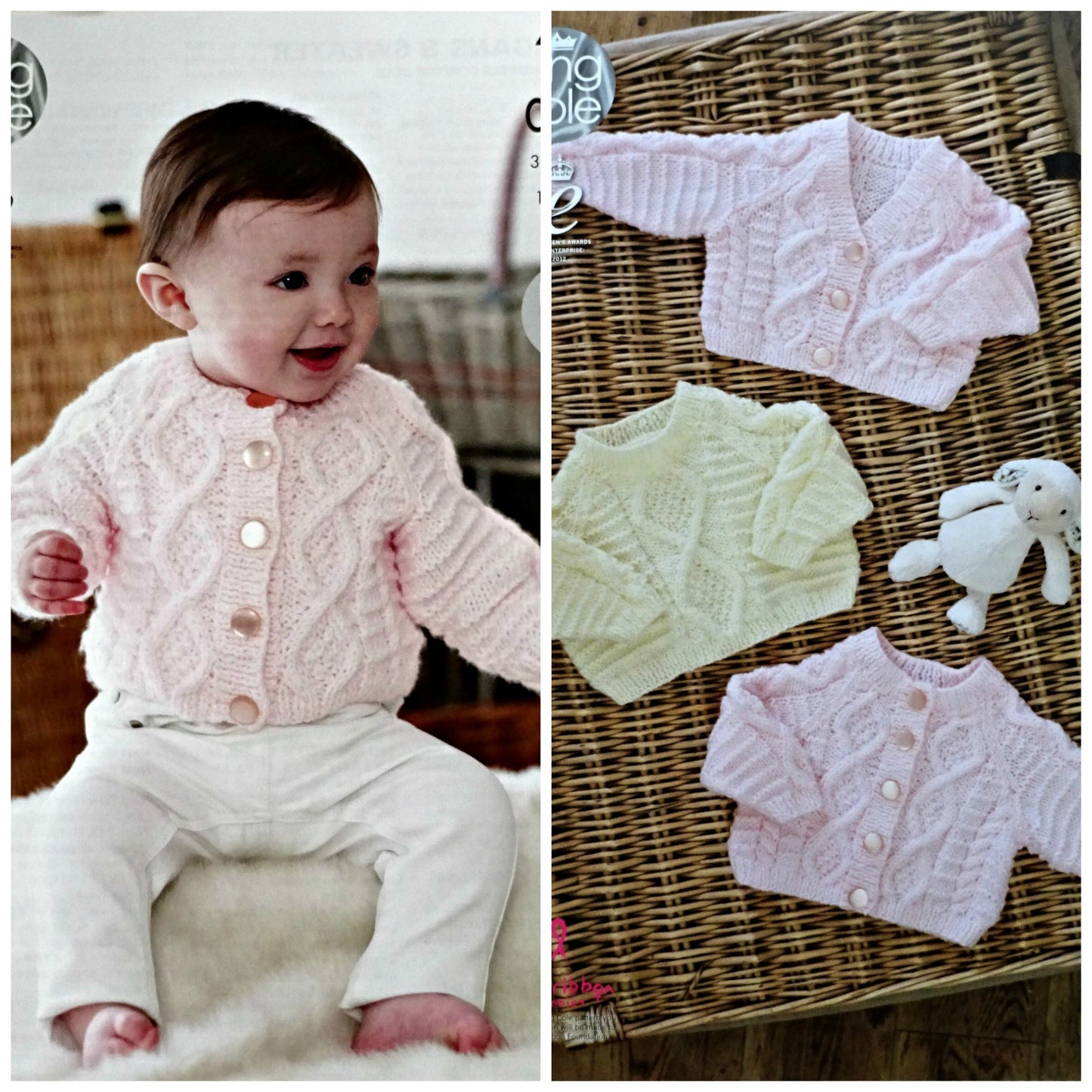 DIGITAL Knitting Pattern Baby's Cable Jumper and Cardigans Aran King Cole 4643