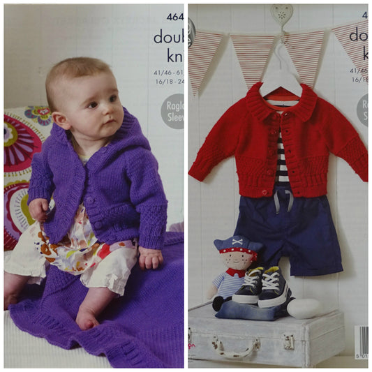 DIGITAL Knitting Pattern Babies Jacket with Collar, Hooded Jacket and Blanket Aran King Cole 4647