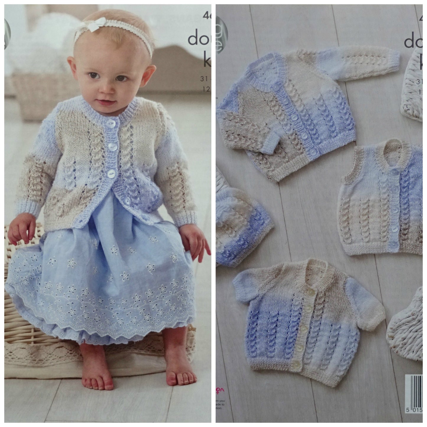 DIGITAL Knitting Pattern Baby Lace Cardigans Waistcoat & Hat DK King Cole 4675