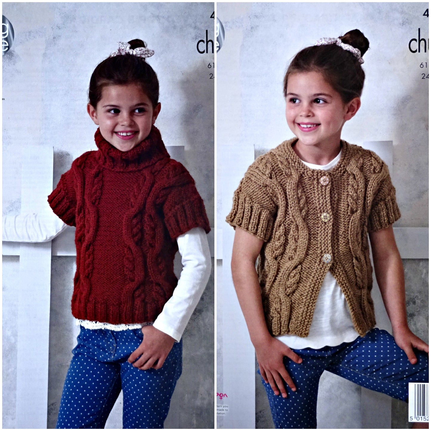 DIGITAL Knitting Pattern Childrens Cable Top and Cardigan Chunky King Cole 4720