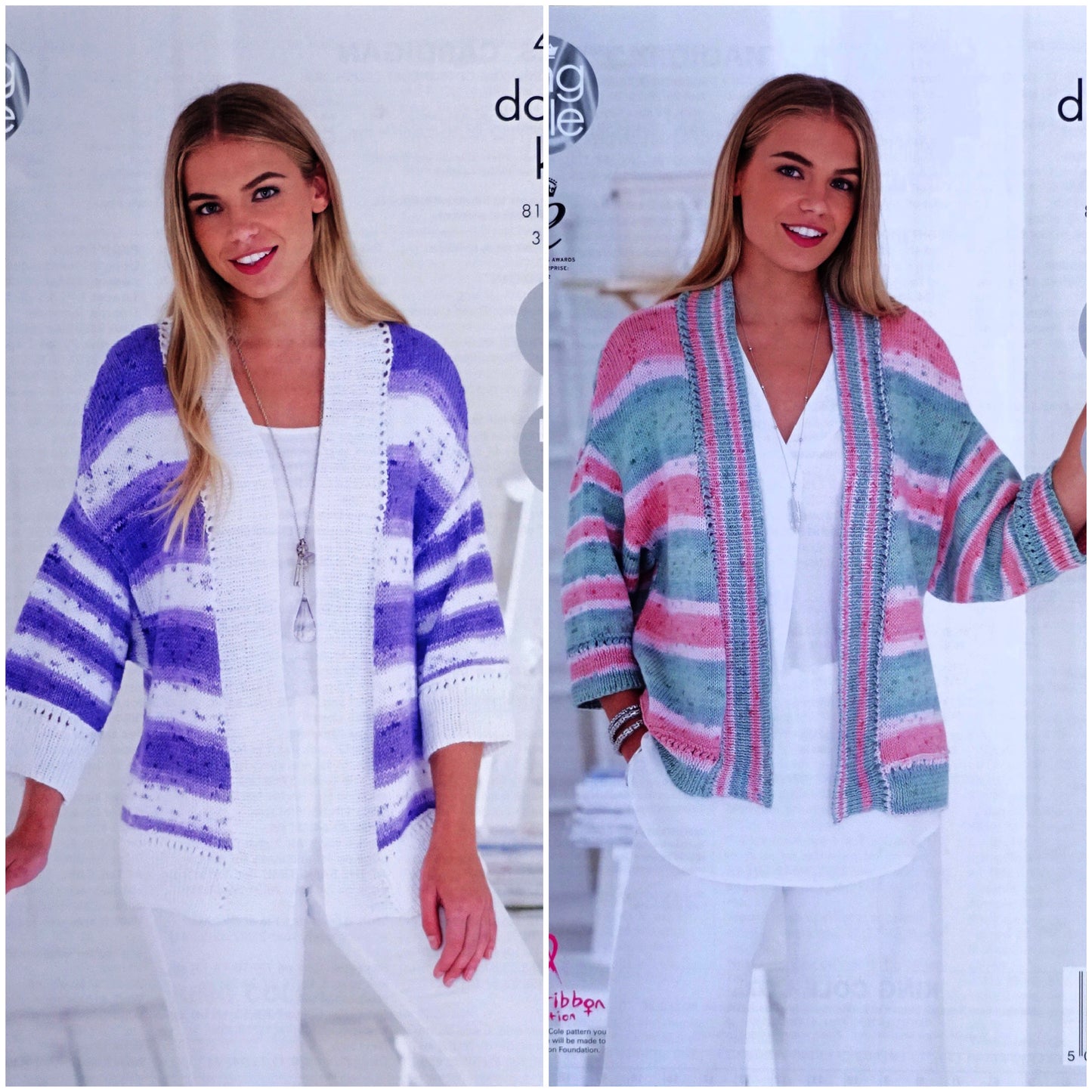 DIGITAL Knitting Pattern Ladies Easy Knit Jacket in Single or Two Colours DK King Cole 4773