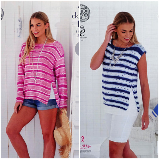 DIGITAL Knitting Pattern Ladies Easy Knit Slash Neck Top and Jumper DK King Cole 4774
