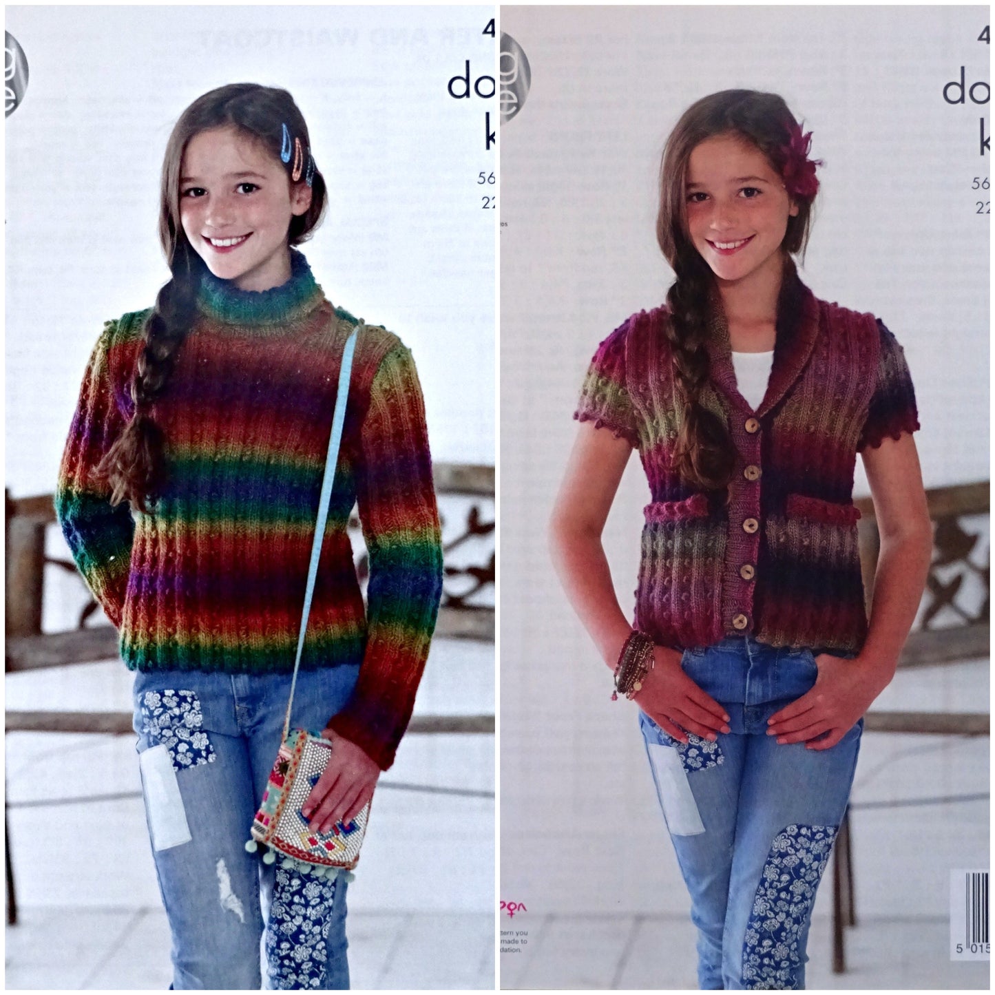 DIGITAL Knitting Pattern Girls Bobble Cardigan and Jumper Riot DK King Cole 4777