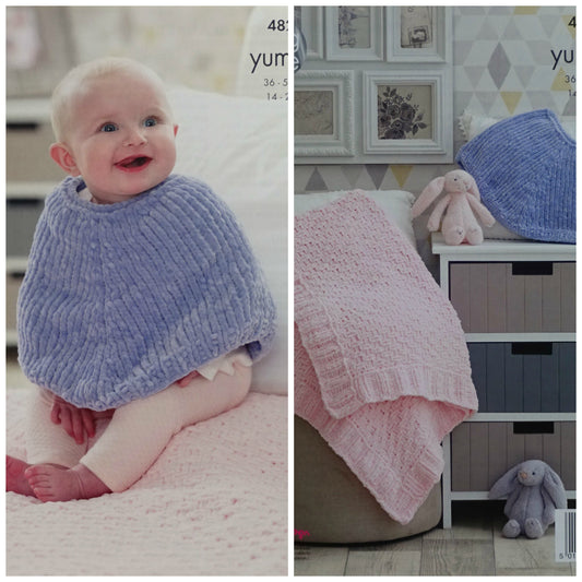 DIGITAL Knitting Pattern Baby Easy Knit Poncho and Blanket Yummy Chunky King Cole 4821