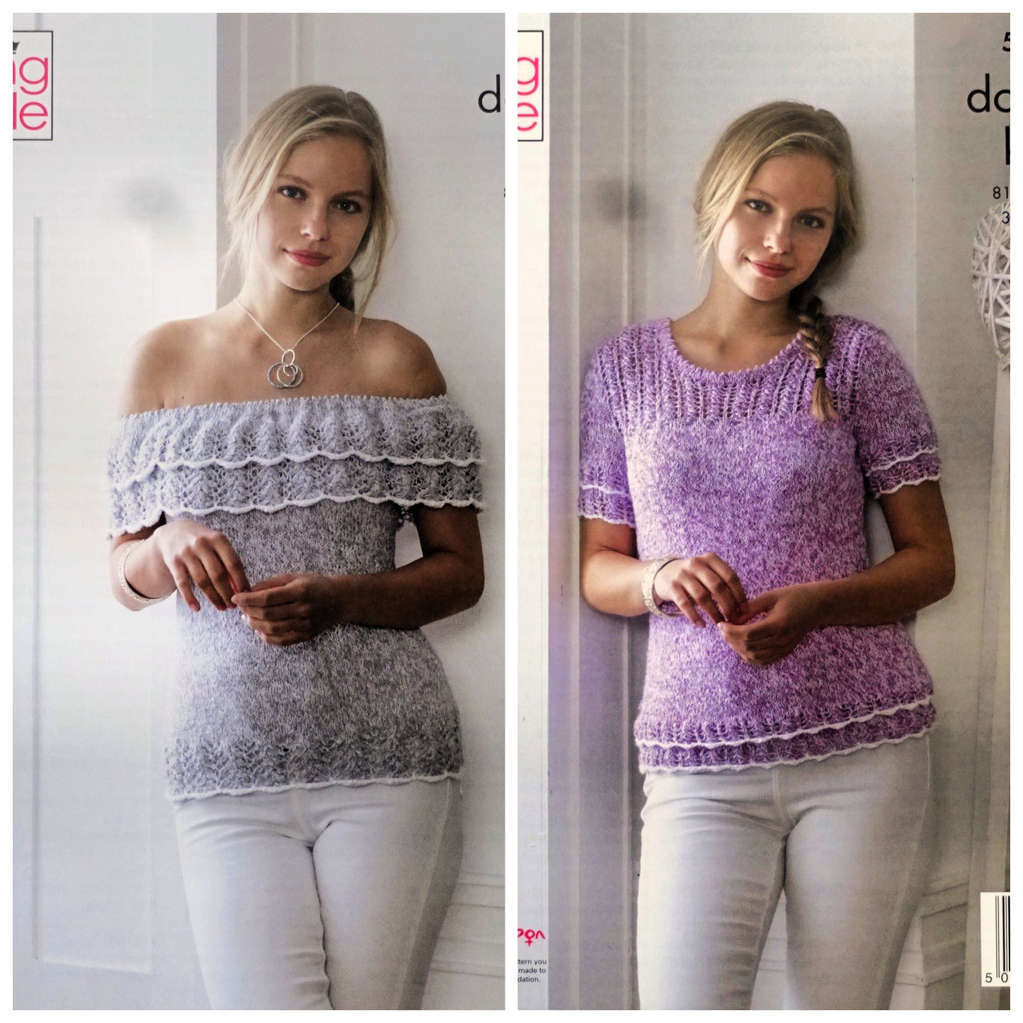 DIGITAL Knitting Pattern Ladies Frill Top and Off Shoulder Top King Cole 5043