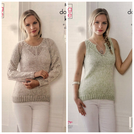 DIGITAL Knitting Pattern Ladies Lacy Top and Jumper King Cole 5044