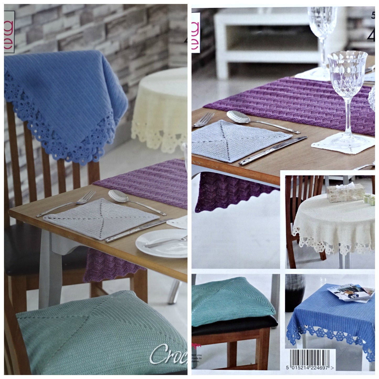 DIGITAL Crochet Pattern Table Cloths, Table Runner, Seat Pad, Table Mats and Coasters Cotton 4ply King Cole 5071