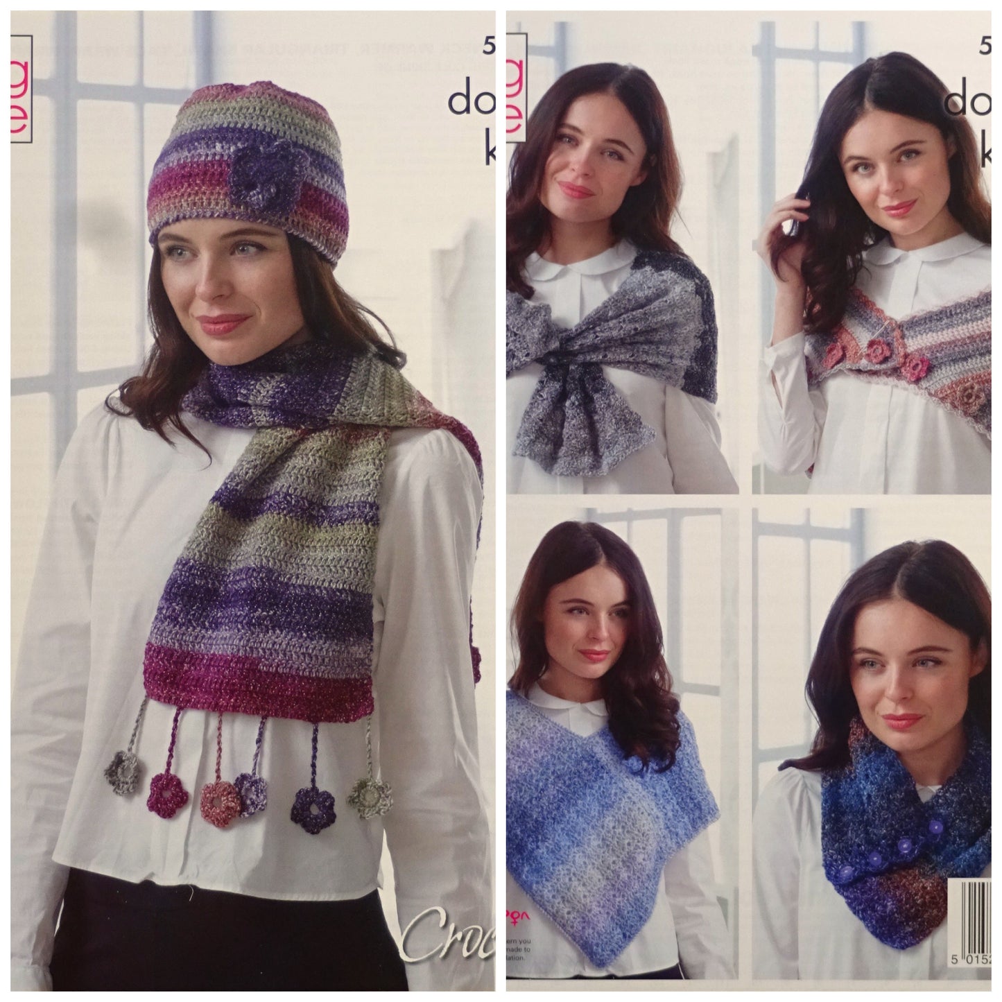 DIGITAL Crochet Pattern Wraps, Neck Warmer, Poncho, Hat and Scarf DK King Cole 5072