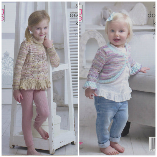 DIGITAL Knitting Pattern Childrens Lacy Frill Tunic and Bolero DK King Cole 5110