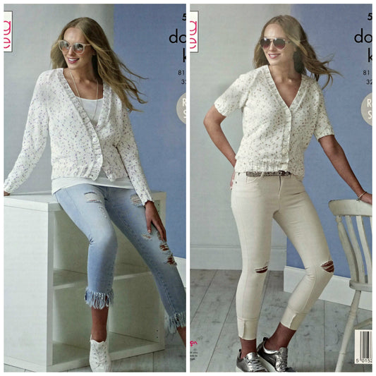 DIGITAL Knitting Pattern Ladies Long/Short Sleeve V-Neck Cardigans Cottonsoft DK King Cole 5120