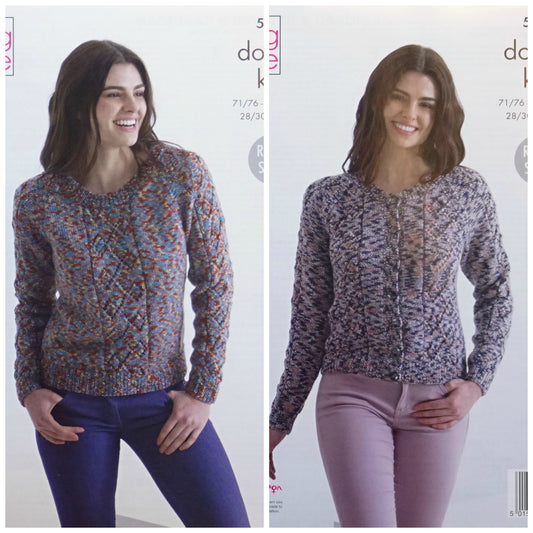 DIGITAL Knitting Pattern Ladies Lace Jumper and Cardigan DK King Cole 5130