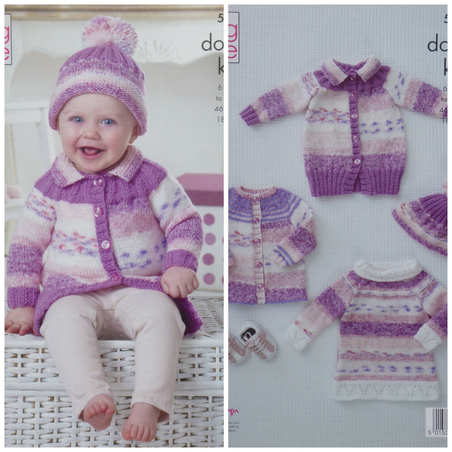 DIGITAL Knitting Pattern Baby Cardigan, Coat, Tunic and Hat DK 5137