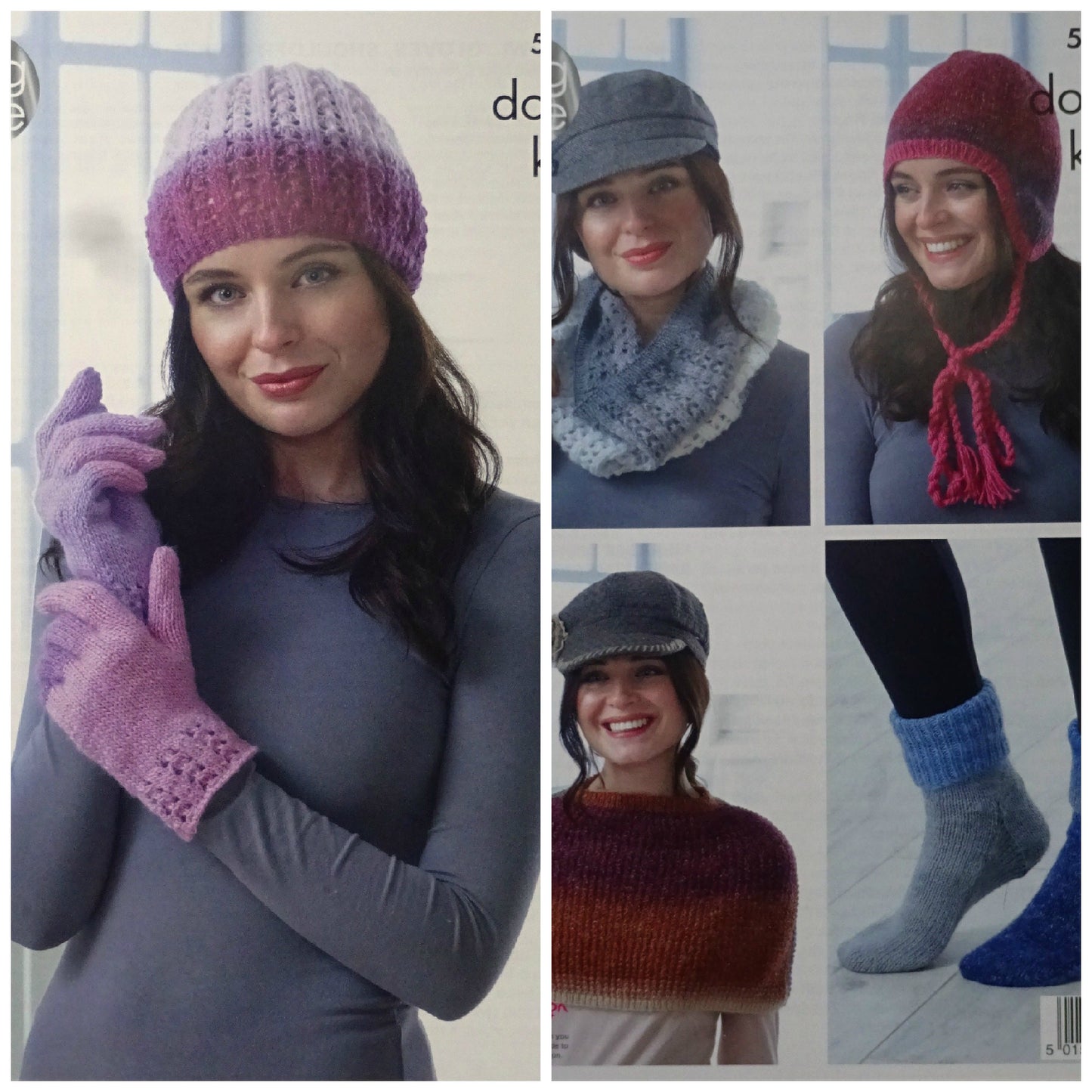 DIGITAL Knitting Pattern Ladies Hat, Cowl, Gloves, Shoulder Cover, Socks and Helmet DK King Cole 5147