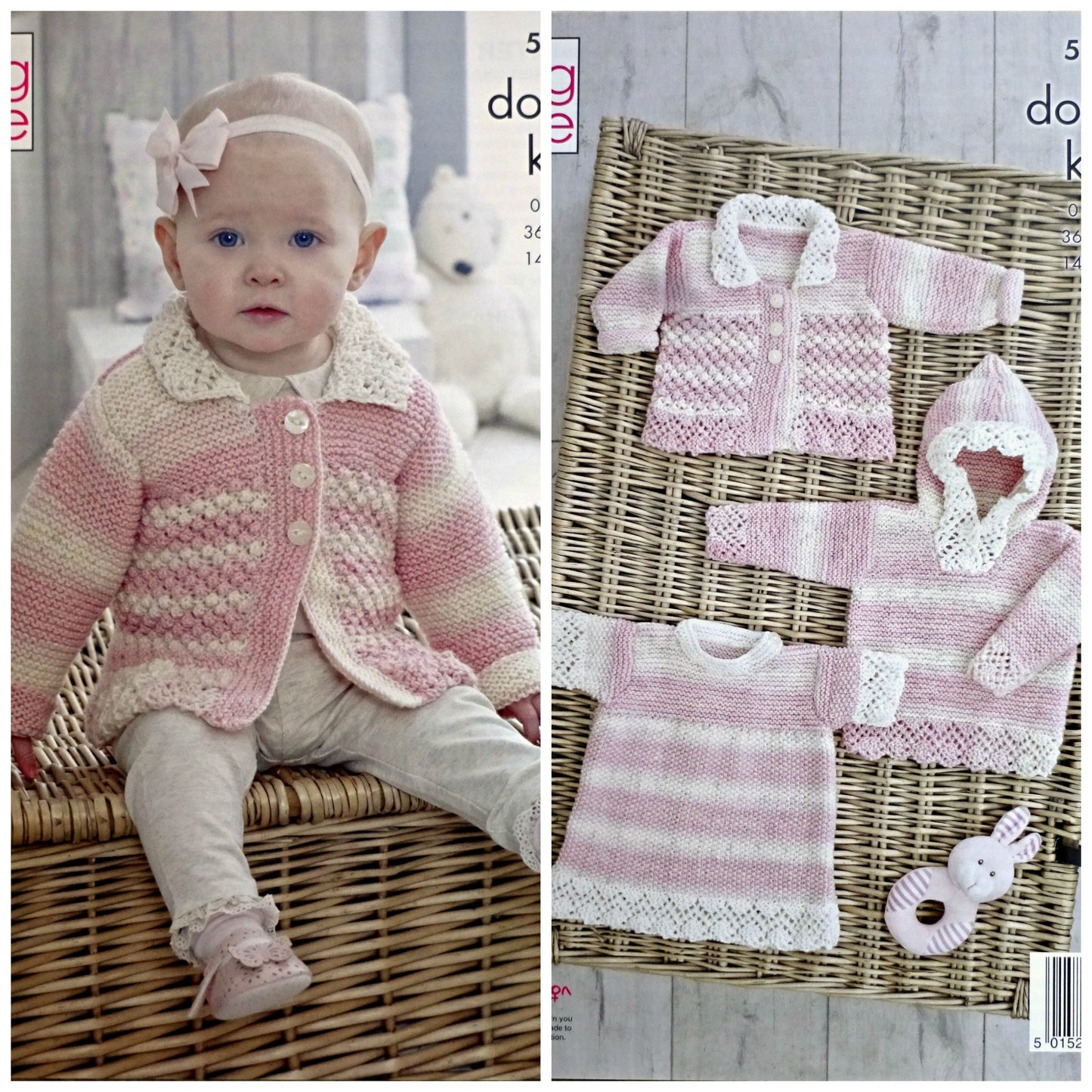 DIGITAL Knitting Pattern Baby's Lacy Hoodie, Angel Top and Jacket DK King Cole 5158