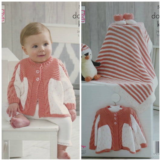 DIGITAL KNITTING PATTERN Baby Matinee Coat, Blanket, Hat and Bootees Cottonsoft DK King Cole 5207