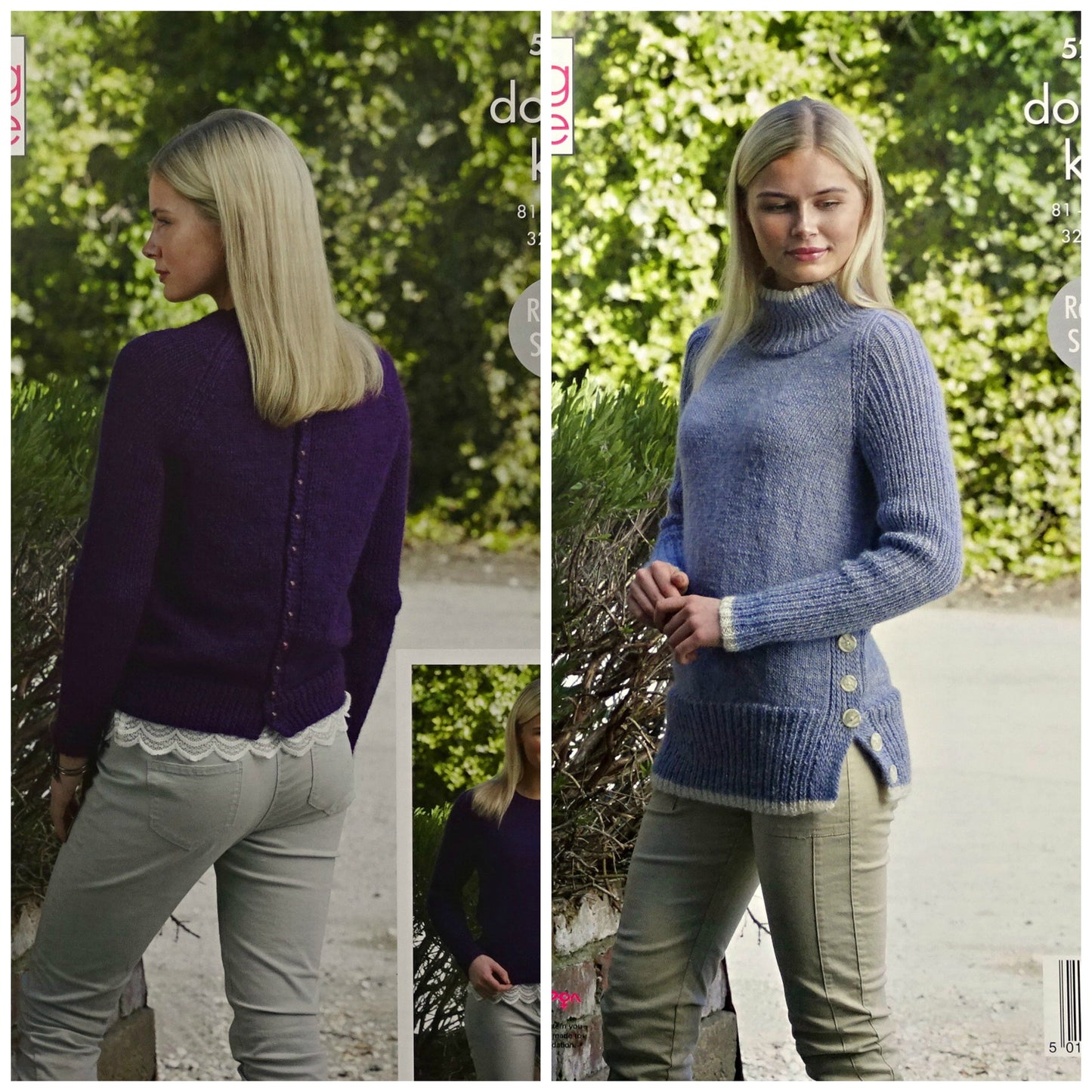DIGITAL Knitting Pattern Ladies Back or Side Fastening Jumpers DK King Cole 5254