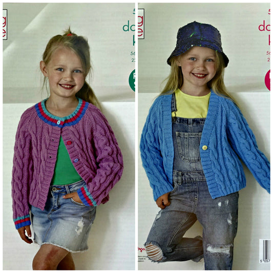DIGITAL Knitting Pattern Childrens Cable Cardigans DK King Cole 5262